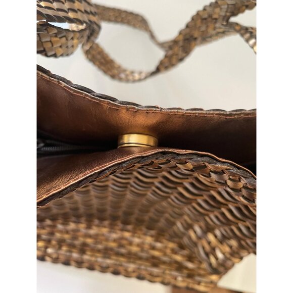 Nine West Gold and Silver Metallic Vintage Woven Purse, Shoulder Bag, Tote - Picture 7 of 10